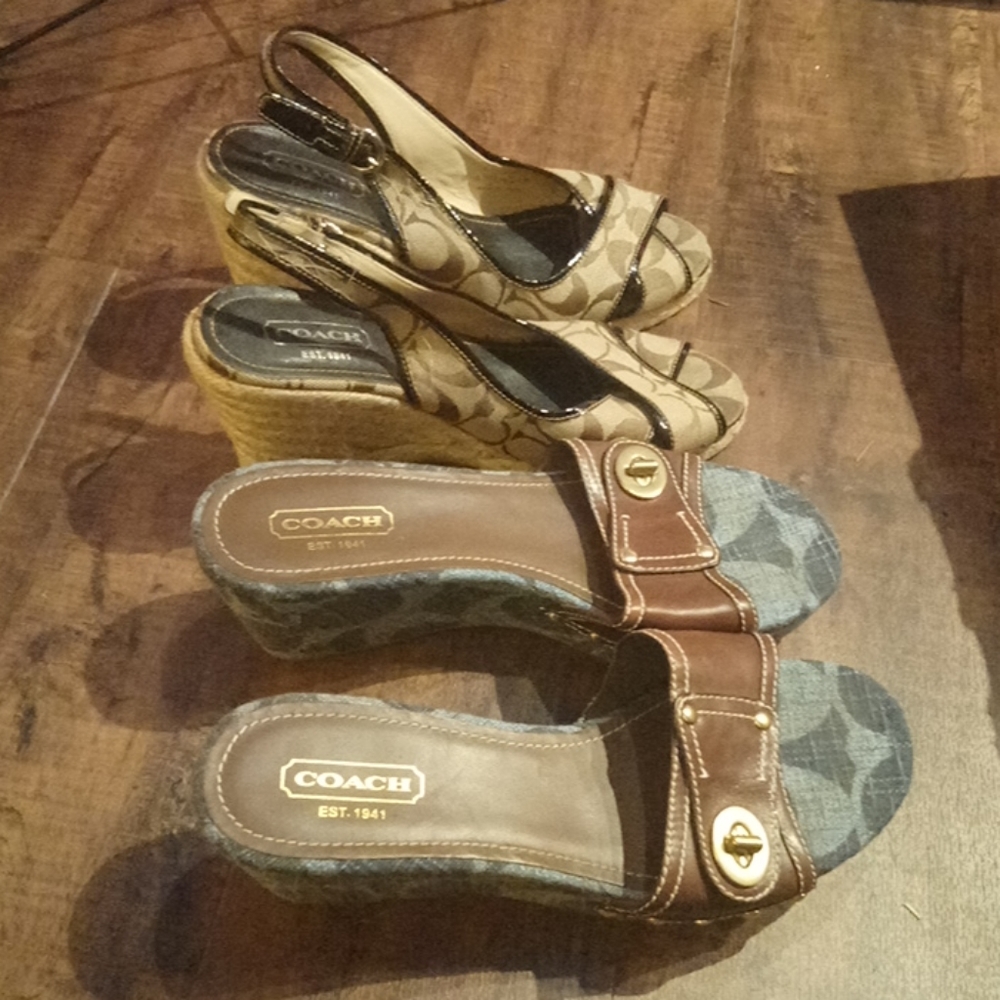 2 Pairs of Women's Coach Wedge Sandals Size 9
